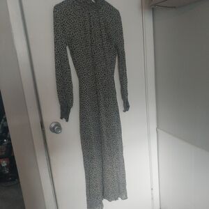 Reformation Black and White Long Sleeve Mock Neck Dress